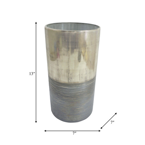 Sagebrook Home Glass 13" Metallic 2-tone Vase Silver Wishlist Create New