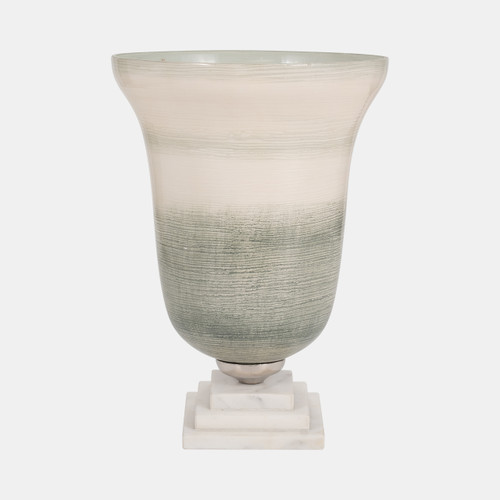 Sagebrook Home Glass 14" Vase On Marble Base Sage/ivory Kd Wishlist Create New