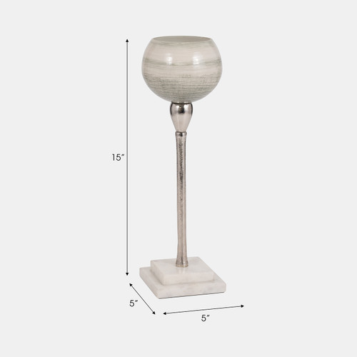 Sagebrook Home Glass 15" Votive Holder W Marble Stand Sage/silv Wishlist Create New