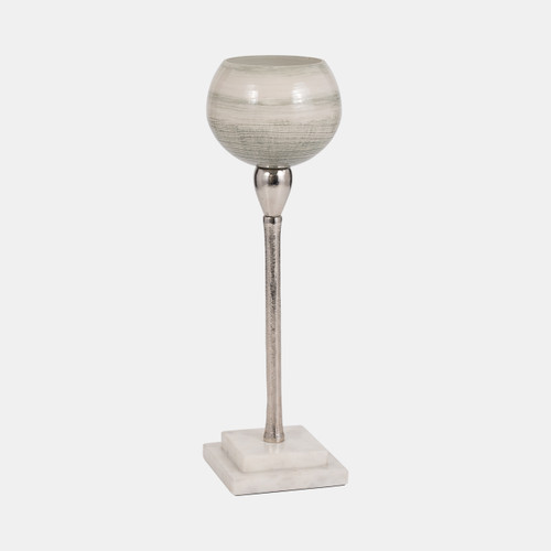 Sagebrook Home Glass 15" Votive Holder W Marble Stand Sage/silv Wishlist Create New
