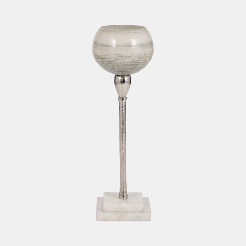 sagebrook home Glass 15" Votive Holder W Marble Stand Sage/silv Wishlist Create New