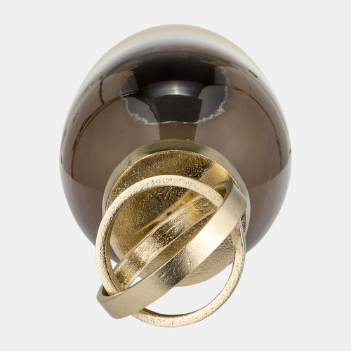 Sagebrook Home Glass 16" Bottle W/sphere Lid White/gold Wishlist Create New