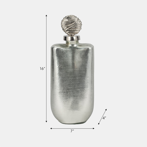 Sagebrook Home Glass 16" Metallic Bottle Orb Topper Silver Wishlist Create New