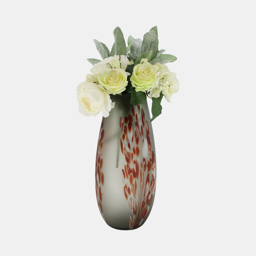 Sagebrook Home Glass 17''h Frosted Vase With Red Detail-gray Wishlist Create New