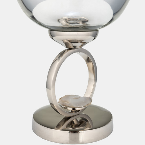 Sagebrook Home Glass 17" Vase W/ Metal Base Stone Accent Pearl Wishlist Create New