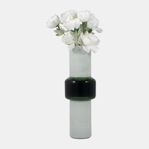 Sagebrook Home Glass 19" Modern Cylinder Vase White/green Wishlist Create New