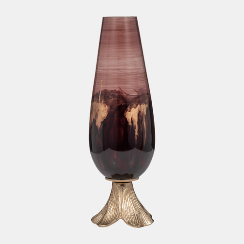 Sagebrook Home Glass 19" Vase W/ Leaf Base Bronze Wishlist Create New