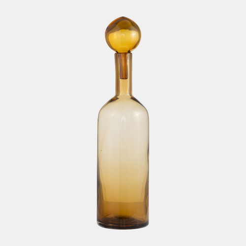 sagebrook home Glass 20" Bottle W/ Stopper Amber Wishlist Create New