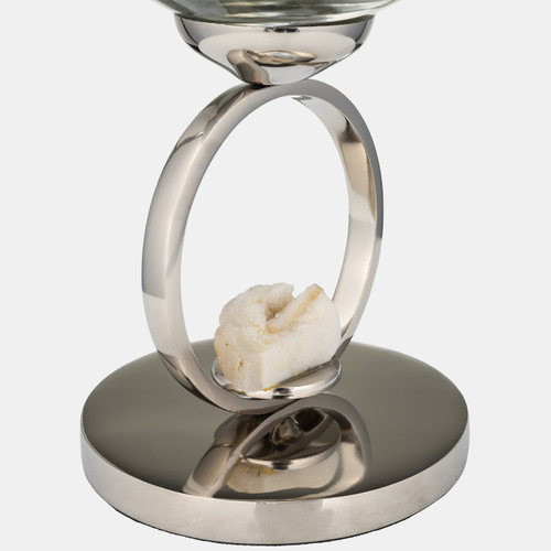 Sagebrook Home Glass 21" Vase W/ Metal Base Stone Accent Pearl Wishlist Create New