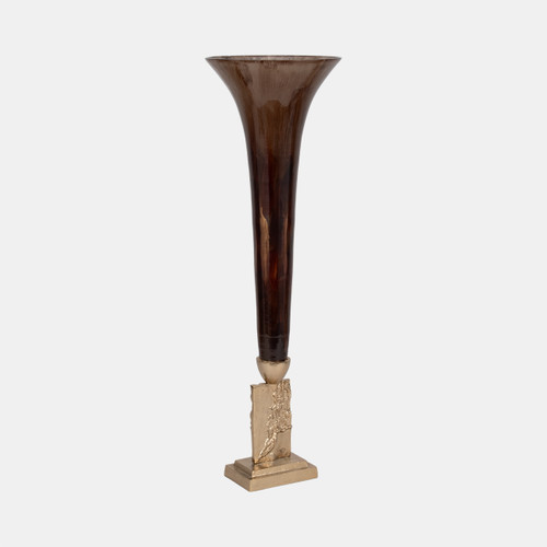 Sagebrook Home Glass 31" Trumpet Vase Bronze Wishlist Create New
