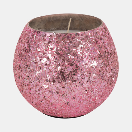 sagebrook home Glass 4" 11 Oz Crackled Scented Candle Pink Wishlist Create New