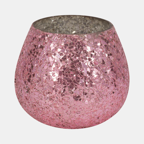 Sagebrook Home Glass 5" 17 Oz Crackled Scented Candle Pink Wishlist Create New