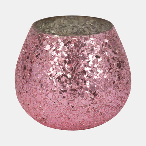 sagebrook home Glass 5" 17 Oz Crackled Scented Candle Pink Wishlist Create New