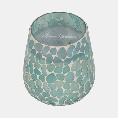 Sagebrook Home Glass 5" 18 Oz Mosaic Scented Candle Light Blue Wishlist Create New
