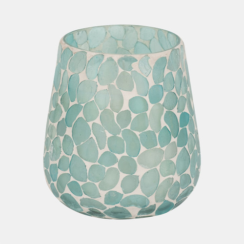 Sagebrook Home Glass 5" 18 Oz Mosaic Scented Candle Light Blue Wishlist Create New