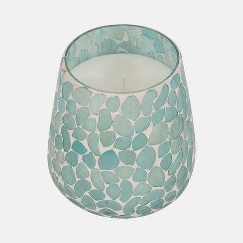 Sagebrook Home Glass 5" 18 Oz Mosaic Scented Candle Light Blue Wishlist Create New