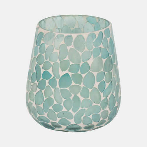 sagebrook home Glass 5" 18 Oz Mosaic Scented Candle Light Blue Wishlist Create New