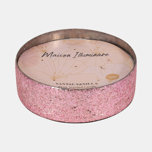 Sagebrook Home Glass 8" 49 Oz Crackled Bowl Scented Candle Pink Wishlist Create New