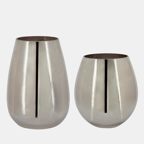 Sagebrook Home Glass 8"h Metallic Vase Silver Wishlist Create New