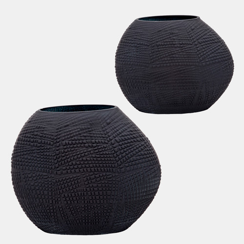 Sagebrook Home Glass 8"h Textured Vase Black Wishlist Create New