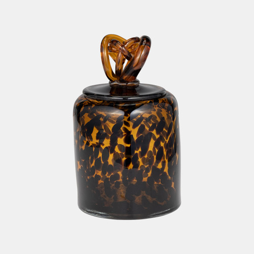 Sagebrook Home Glass 8" Jar W/ Knot Lid Tortoise Wishlist Create New