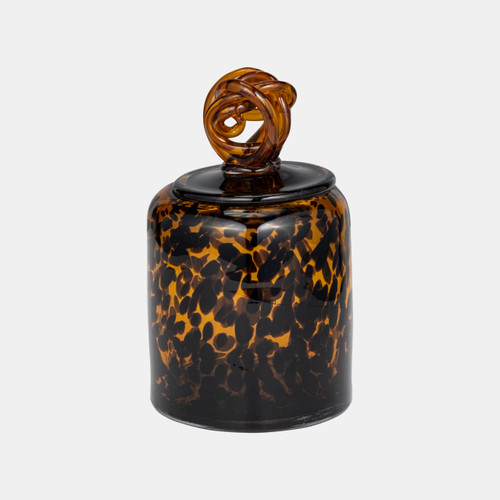sagebrook home Glass 8" Jar W/ Knot Lid Tortoise Wishlist Create New