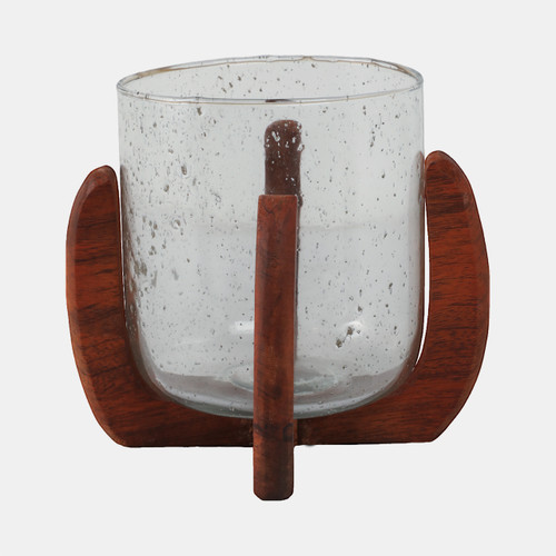 Sagebrook Home Glass 8" Votive Holder W/ Base Brown/clear Wishlist Create New