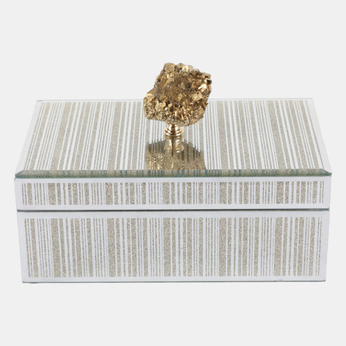 Sagebrook Home Glass 8x5" Jewelry Box Stone Top Gold Wishlist Create New