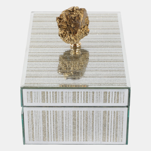 Sagebrook Home Glass 8x5" Jewelry Box Stone Top Gold Wishlist Create New