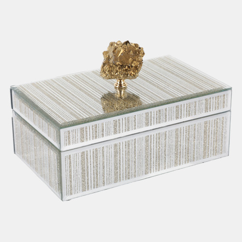sagebrook home Glass 8x5" Jewelry Box Stone Top Gold Wishlist Create New