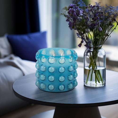 Sagebrook Home Glass 9" 102 Oz Bubble Candle Blue Wishlist Create New