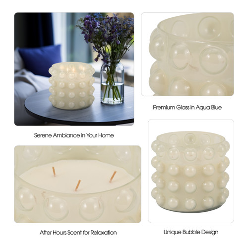 Sagebrook Home Glass 9" 102 Oz Bubble Candle Ivory Wishlist Create New