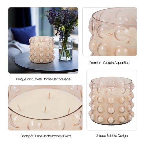 Sagebrook Home Glass 9" 102 Oz Bubble Candle Pink Wishlist Create New