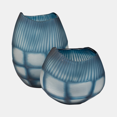 Sagebrook Home Glass 9" Carved Bowl Blue Wishlist Create New