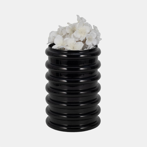 Sagebrook Home Glass 9"h Scallop Vase Black Wishlist Create New