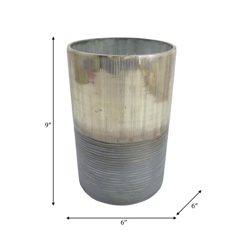 Sagebrook Home Glass 9" Metallic 2-tone Vase Silver Wishlist Create New