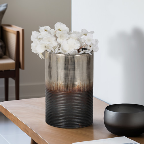 Sagebrook Home Glass 9" Metallic 2-tone Vase Silver Wishlist Create New