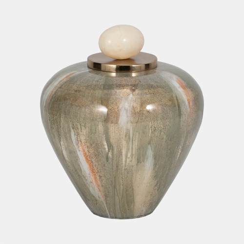 Sagebrook Home Glass 9" Temple Vase W/ Resin Topper Blush/green Wishlist Create New