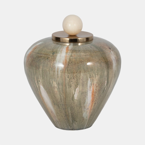 Sagebrook Home Glass 9" Temple Vase W/ Resin Topper Blush/green Wishlist Create New