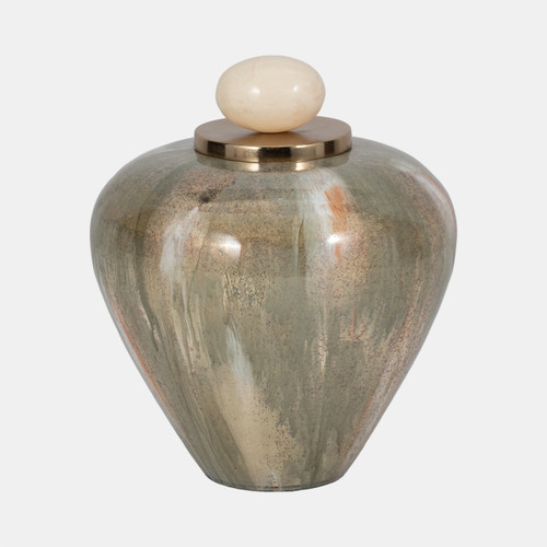 sagebrook home Glass 9" Temple Vase W/ Resin Topper Blush/green Wishlist Create New