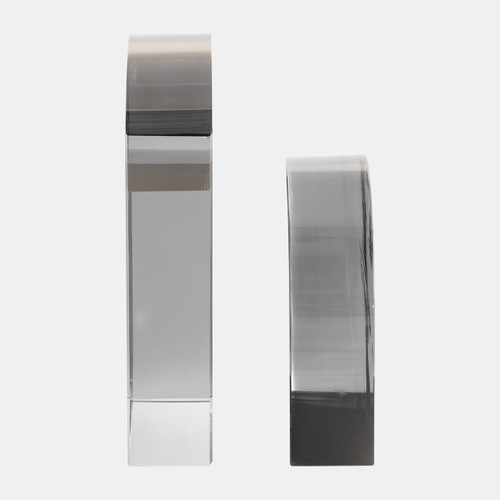 Sagebrook Home Glass S/2 7" Contemporary Bookends Smoke Wishlist Create New