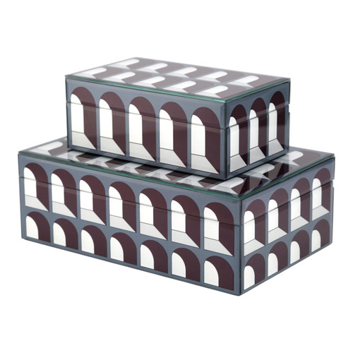 Sagebrook Home Glass S/2 8/11"arch Doorway Boxes Black/white Wishlist Create New