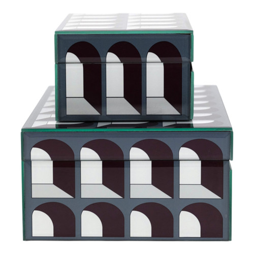 Sagebrook Home Glass S/2 8/11"arch Doorway Boxes Black/white Wishlist Create New