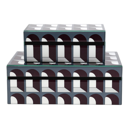 sagebrook home Glass S/2 8/11"arch Doorway Boxes Black/white Wishlist Create New