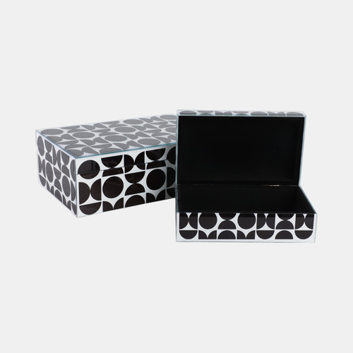 Sagebrook Home Glass S/2 8/11" Modern Print Boxes Black/white Wishlist Create New