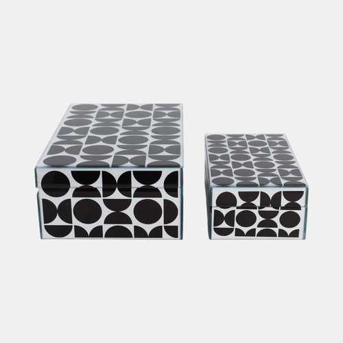Sagebrook Home Glass S/2 8/11" Modern Print Boxes Black/white Wishlist Create New