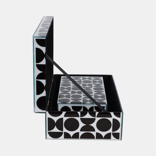 Sagebrook Home Glass S/2 8/11" Modern Print Boxes Black/white Wishlist Create New