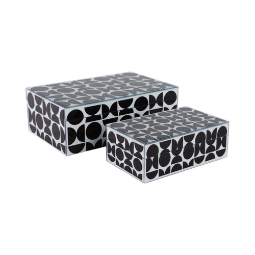 sagebrook home Glass S/2 8/11" Modern Print Boxes Black/white Wishlist Create New
