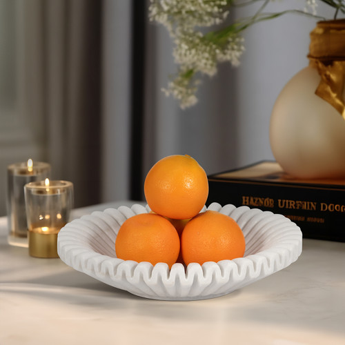 Sagebrook Home Marble 12" Pleated Bowl White Wishlist Create New