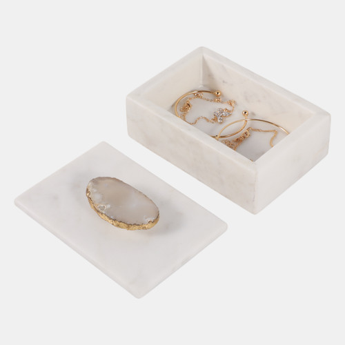 Sagebrook Home Marble 6x4 Box W/ Agate Top Multi Wishlist Create New
